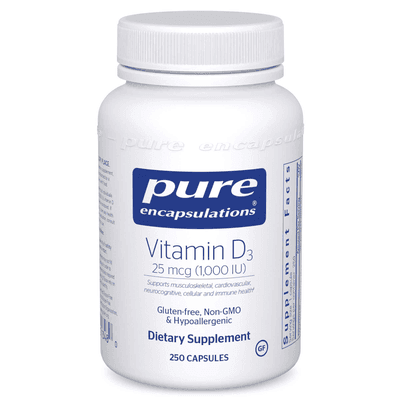 Vitamin D3  25mcg (1,000IU) (250 capsules)