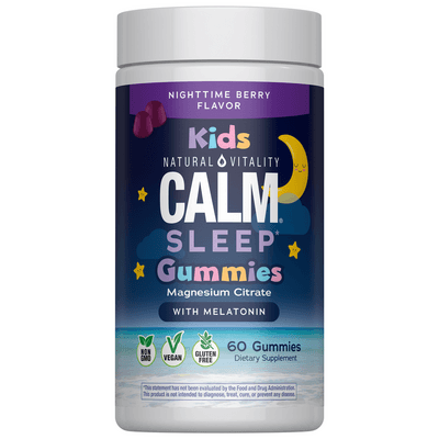 CALM Kids Sleep Gummies Magnesium Citrate with Melatonin, Berry (60 gummies)